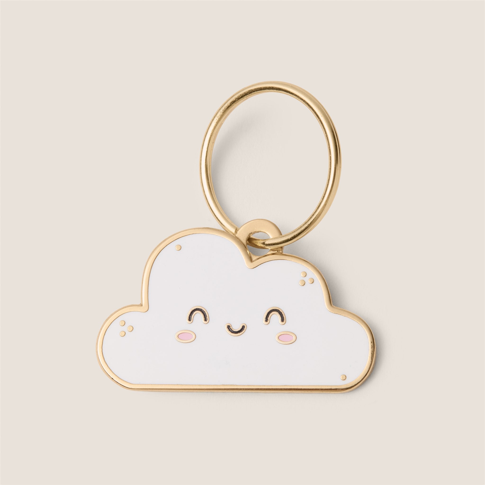 Tails & Bloom cute cloud smiley face personalised engraved metal dog ID tag - fun pet gift