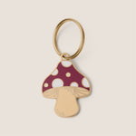 Tails & Bloom deep berry red mushroom personalised engraved metal dog ID tag - cute pet gift
