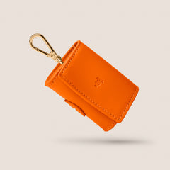Tails & Bloom tangerine bright orange dog lover gift vegan leather poop bag holder for small breeds