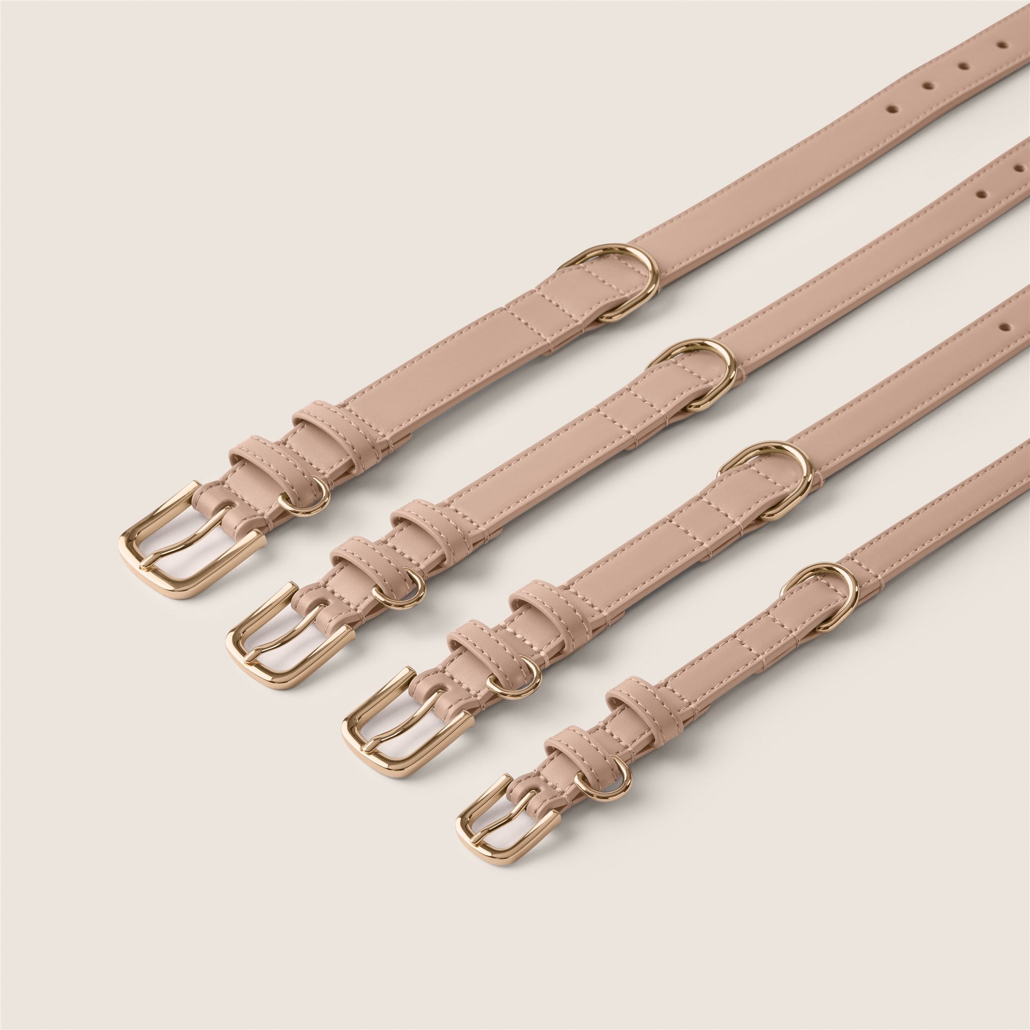 Close up of bunny pink vegan leather adjustable dog collar by Tails & Bloom