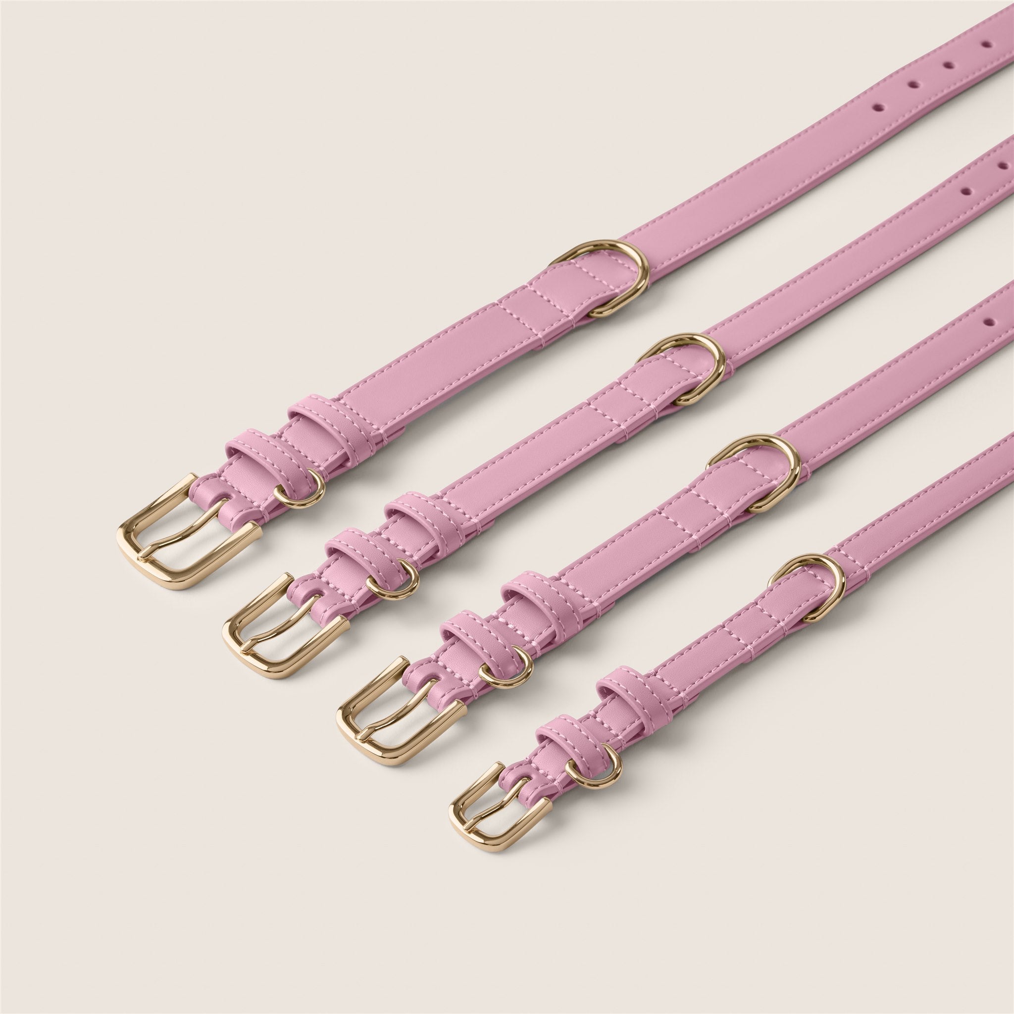 Close up of bunny pink vegan leather adjustable dog collar by Tails & Bloom