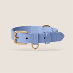 Tails & Bloom cornflower blue vegan leather adjustable dog collar for dachshund & terrier - premium