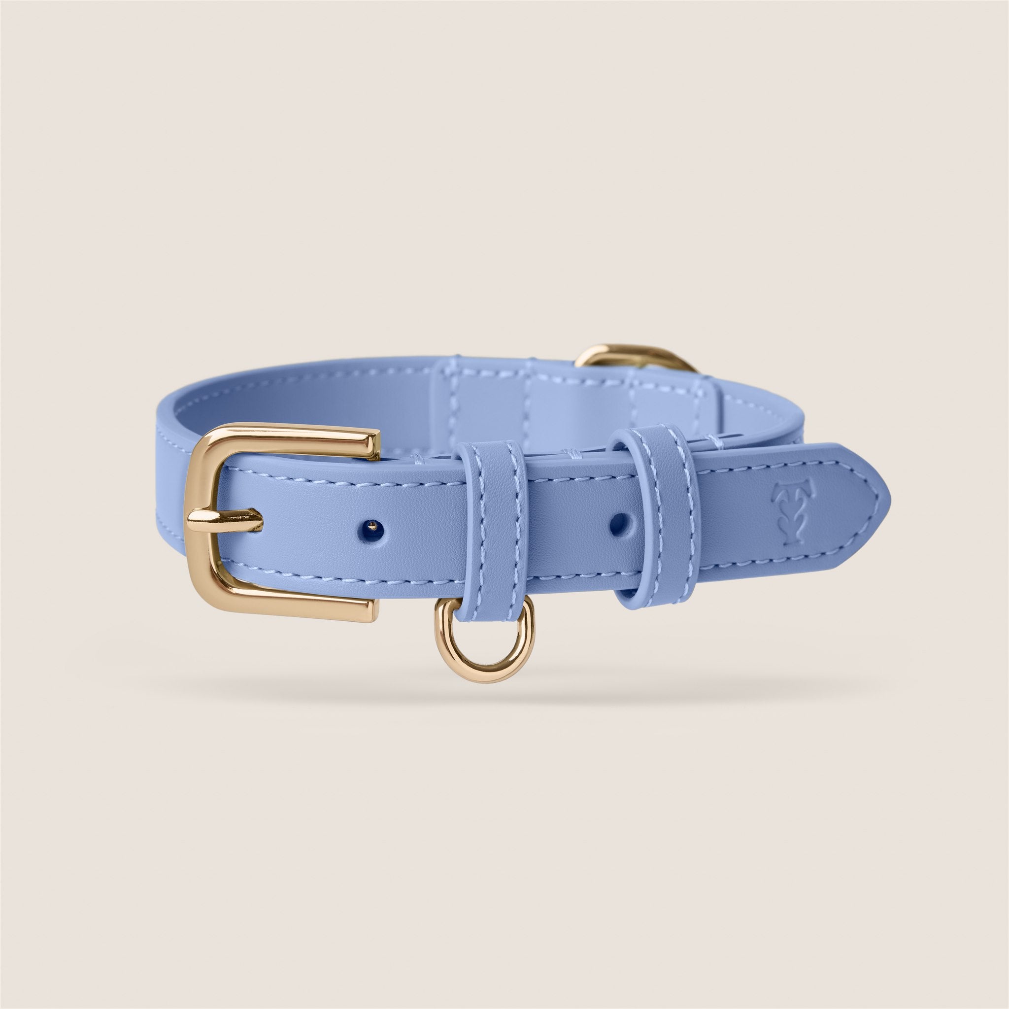 Tails & Bloom cornflower blue vegan leather adjustable dog collar for dachshund & terrier - premium