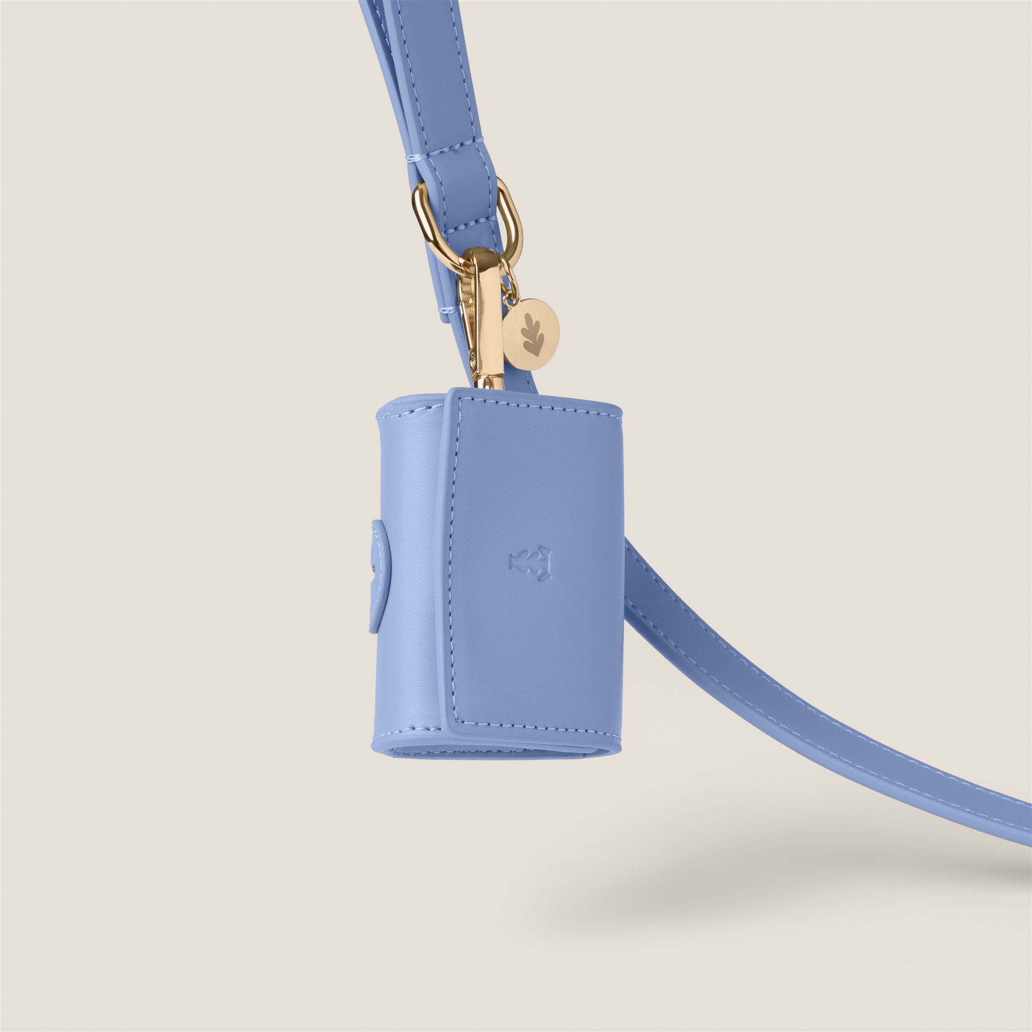Tails & Bloom cornflower blue vegan leather poop bag holder - stylish dog accessory
