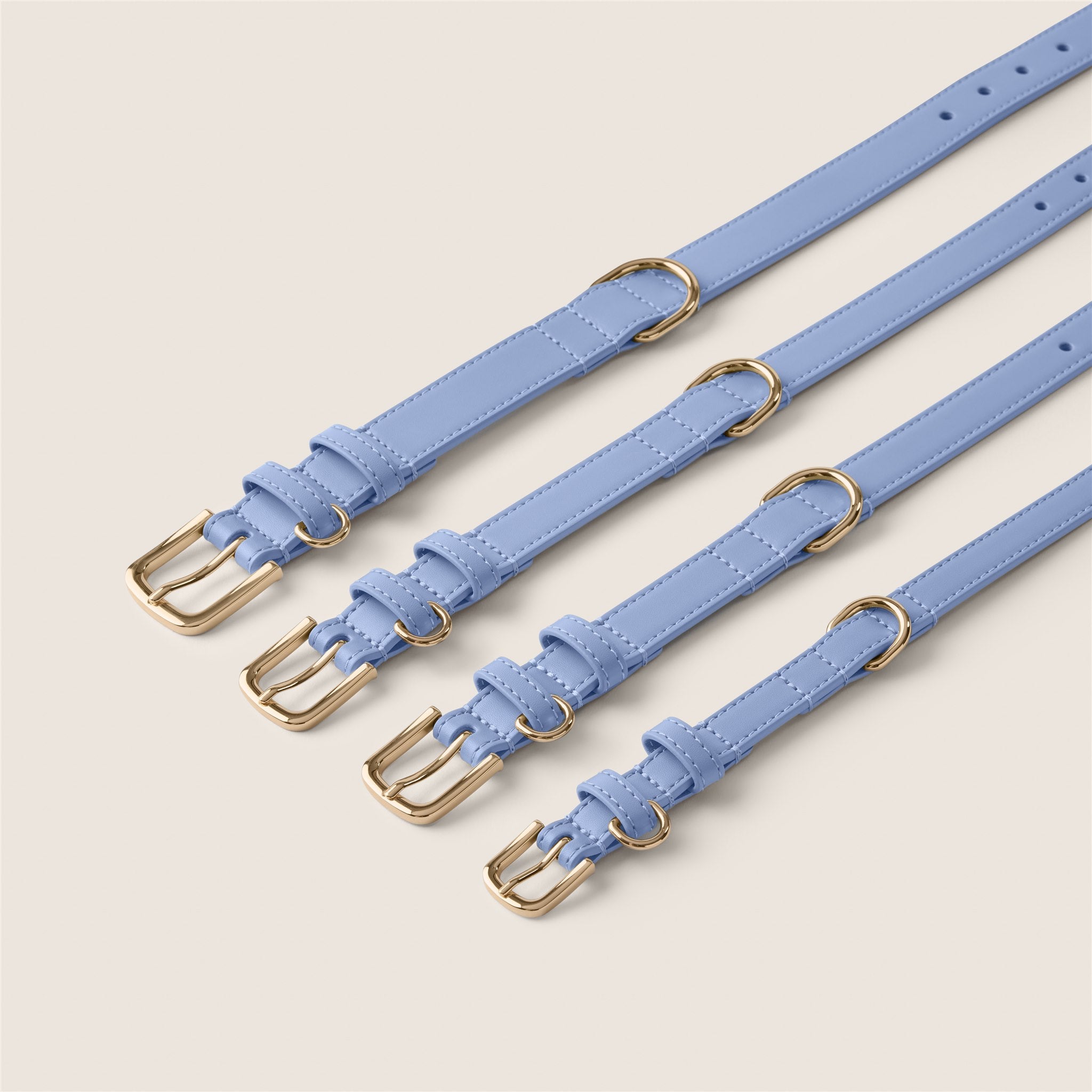 Tails & Bloom adjustable dog collar in cornflower blue vegan leather for small dogs & cockapoo