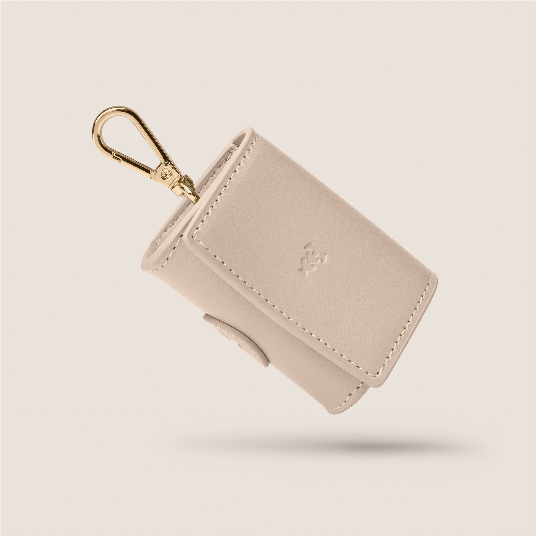 Tails & Bloom ecru vegan leather poop bag holder - stylish dog accessory
