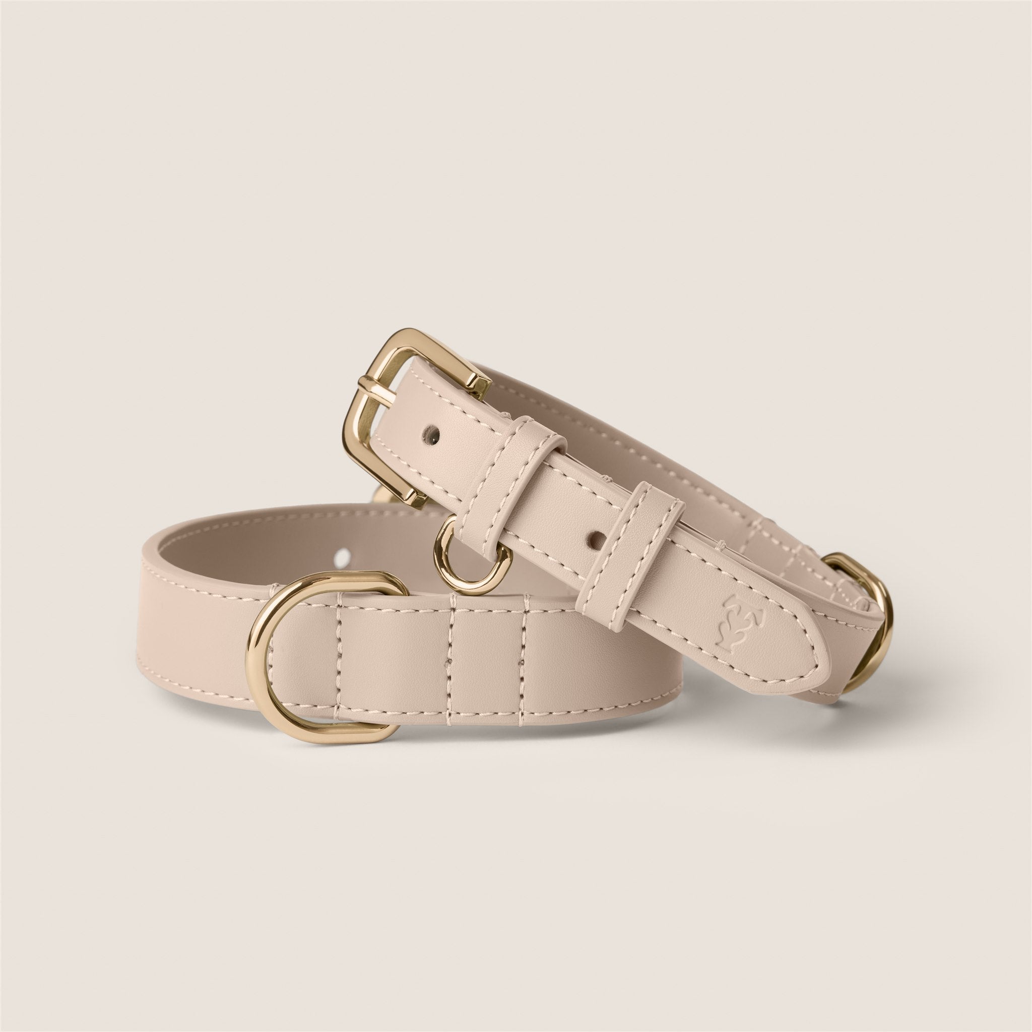 Ecru vegan leather adjustable dog collar for spaniel & puppy by Tails & Bloom - luxury
