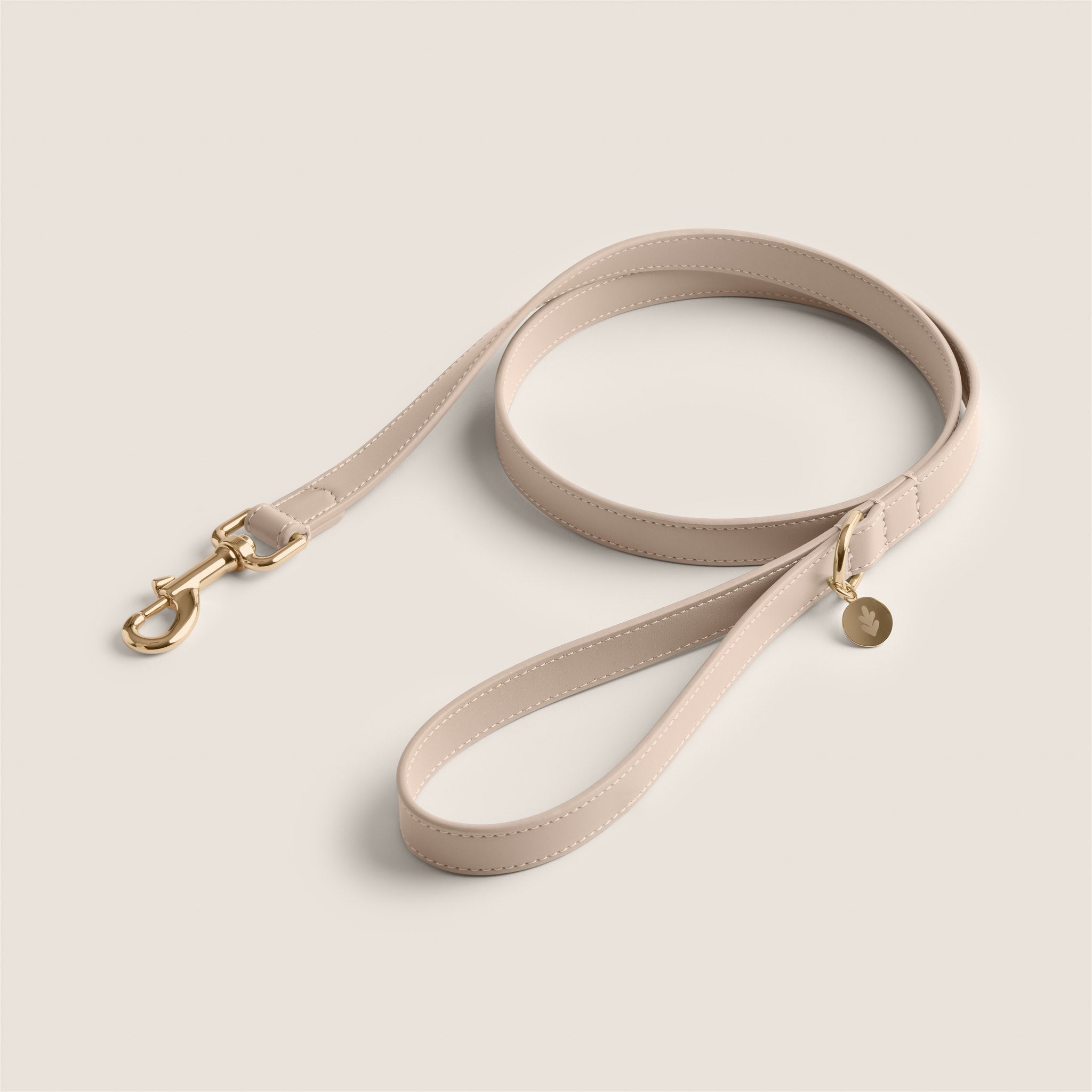 Ecru vegan leather dog lead by Tails & Bloom - luxury pet accessory
