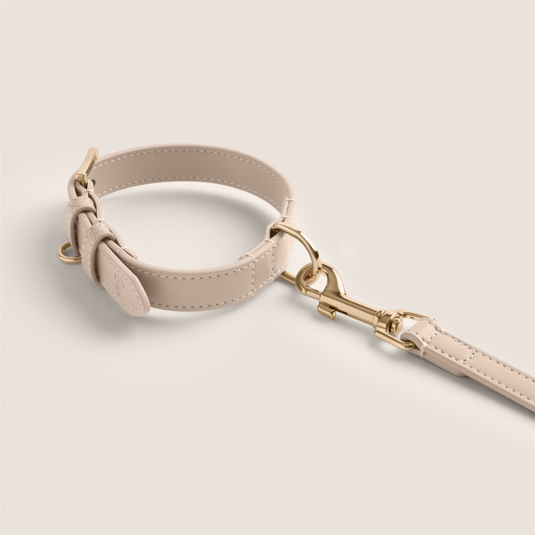 Tails & Bloom adjustable dog collar in ecru vegan leather for small dogs & cockapoo