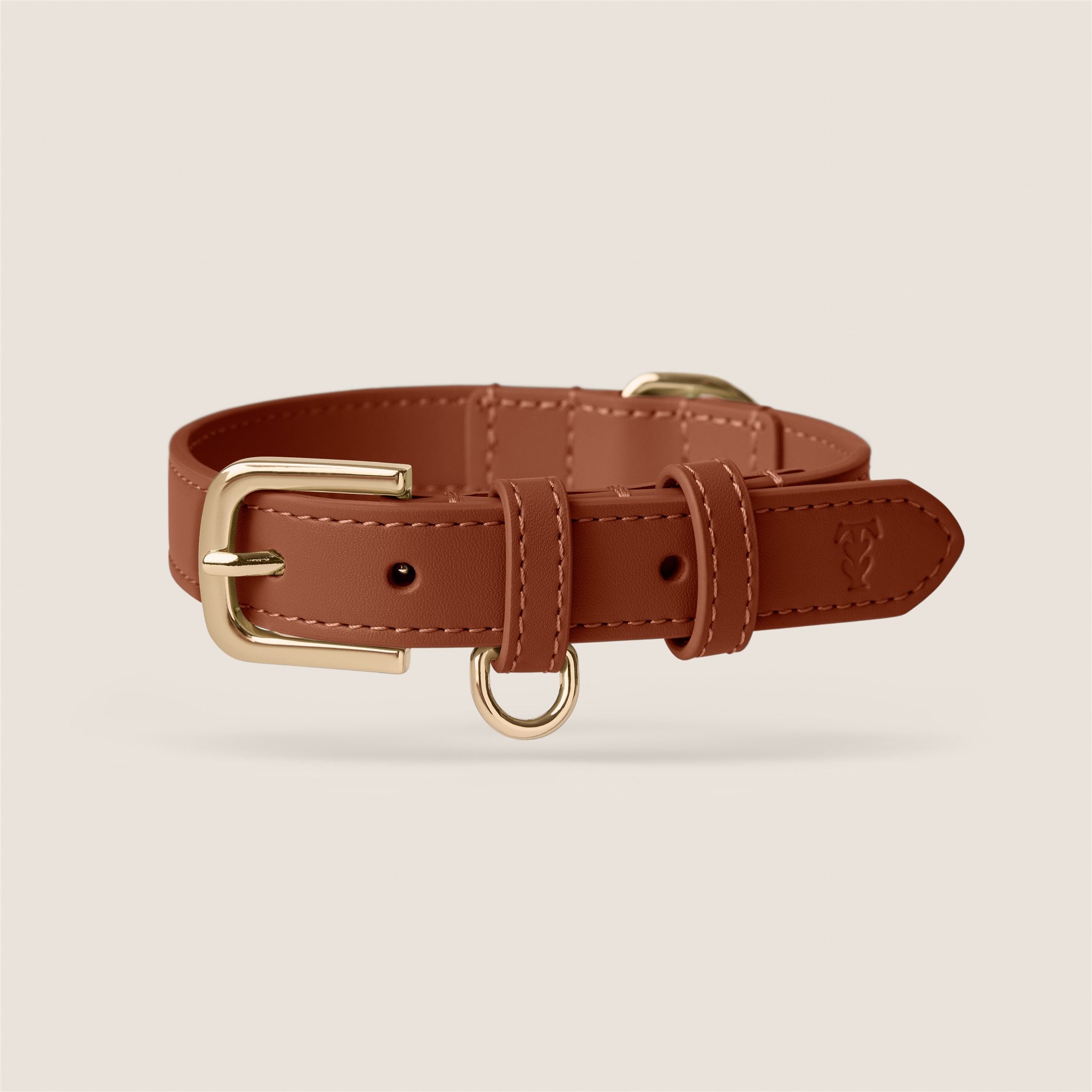 Tails & Bloom hazelnut tan lightweight vegan leather adjustable dog collar for dachshund & terrier
