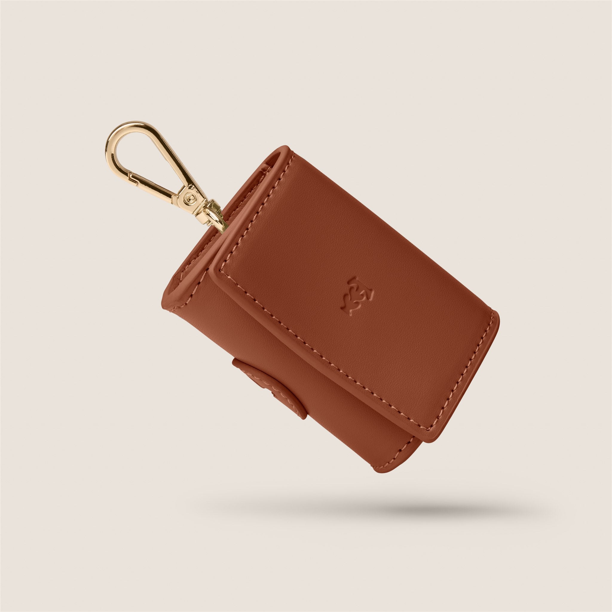 Tails & Bloom hazelnut tan lightweight vegan leather poop bag holder - easy clean