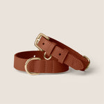 Brown tan durable vegan leather adjustable dog collar for spaniel & puppy by Tails & Bloom