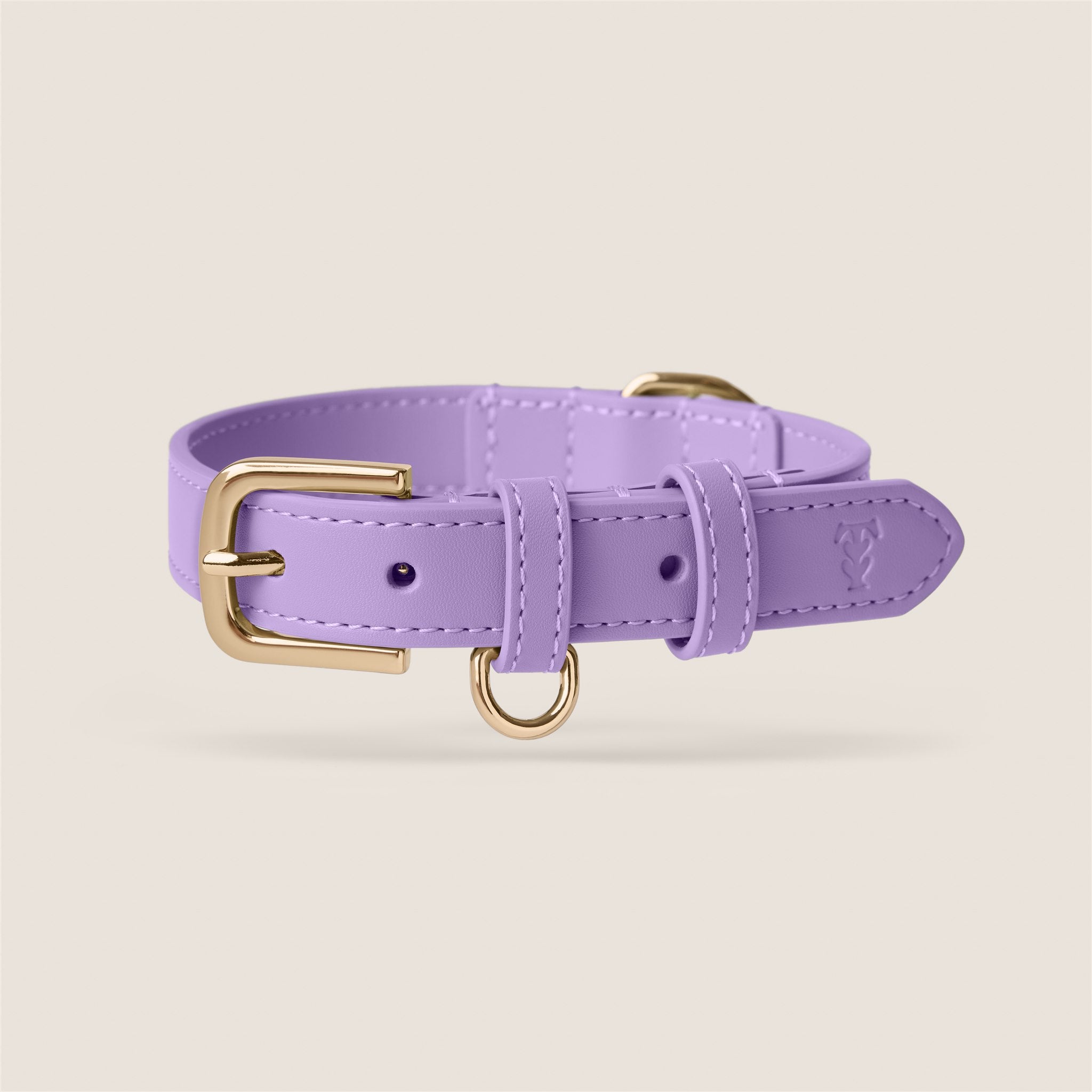 Tails & Bloom lavender purple lightweight vegan leather adjustable dog collar for dachshund & terrier