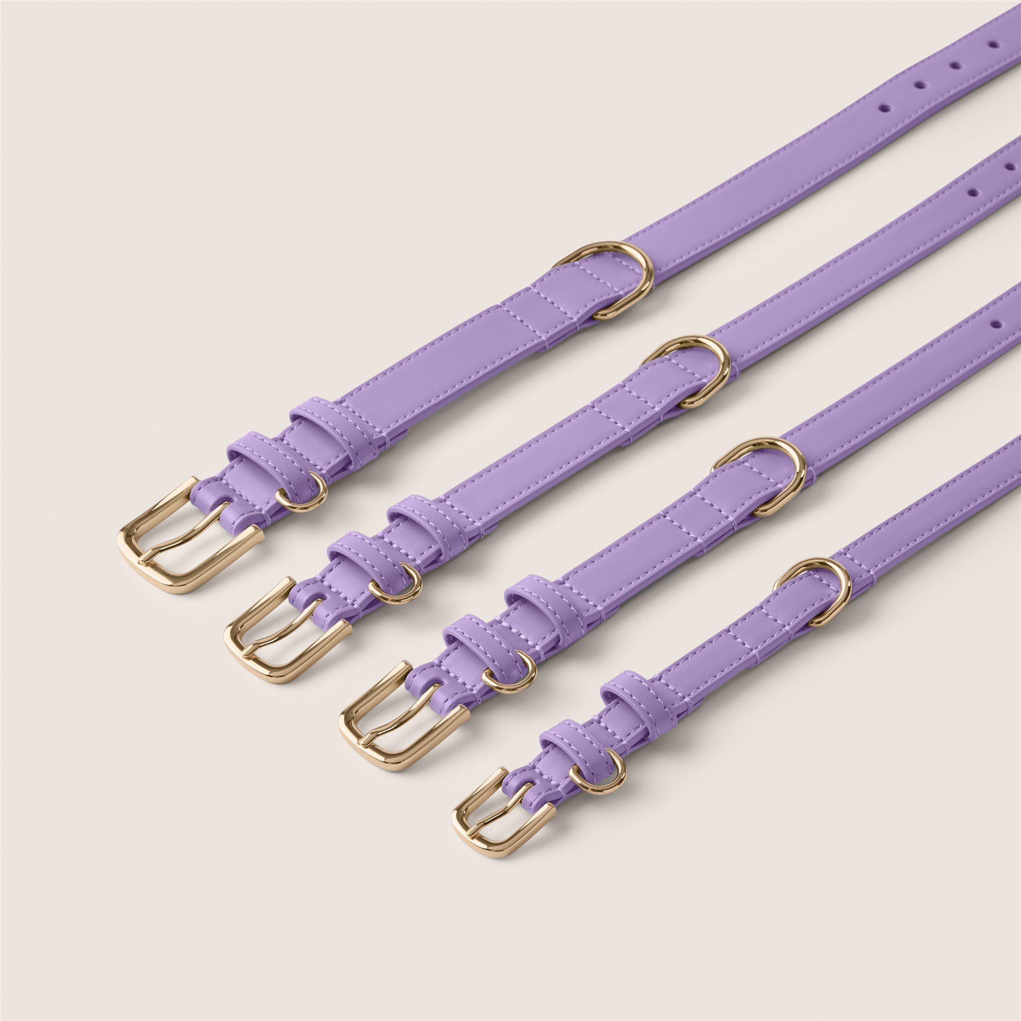 Purple lavender durable vegan leather adjustable dog collar for spaniel & puppy by Tails & Bloom