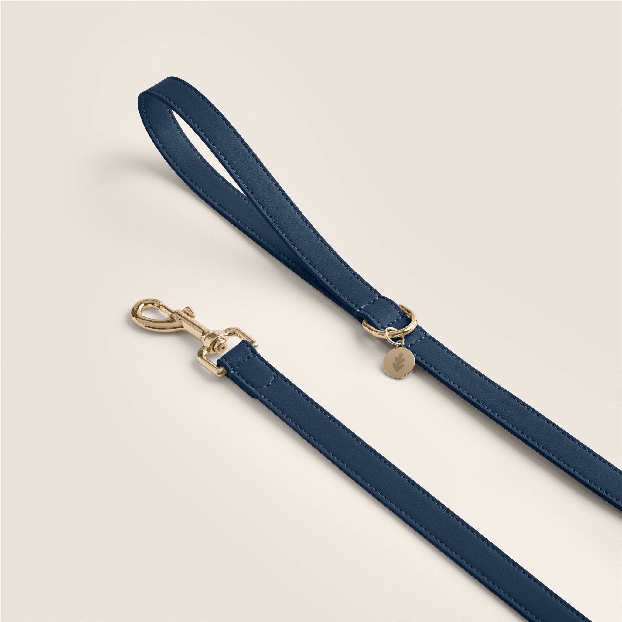 Tails & Bloom marine navy blue lightweight vegan leather dog lead for cavapoo & maltese