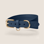 Tails & Bloom marine navy blue lightweight vegan leather sighthound collar for whippet & lurcher