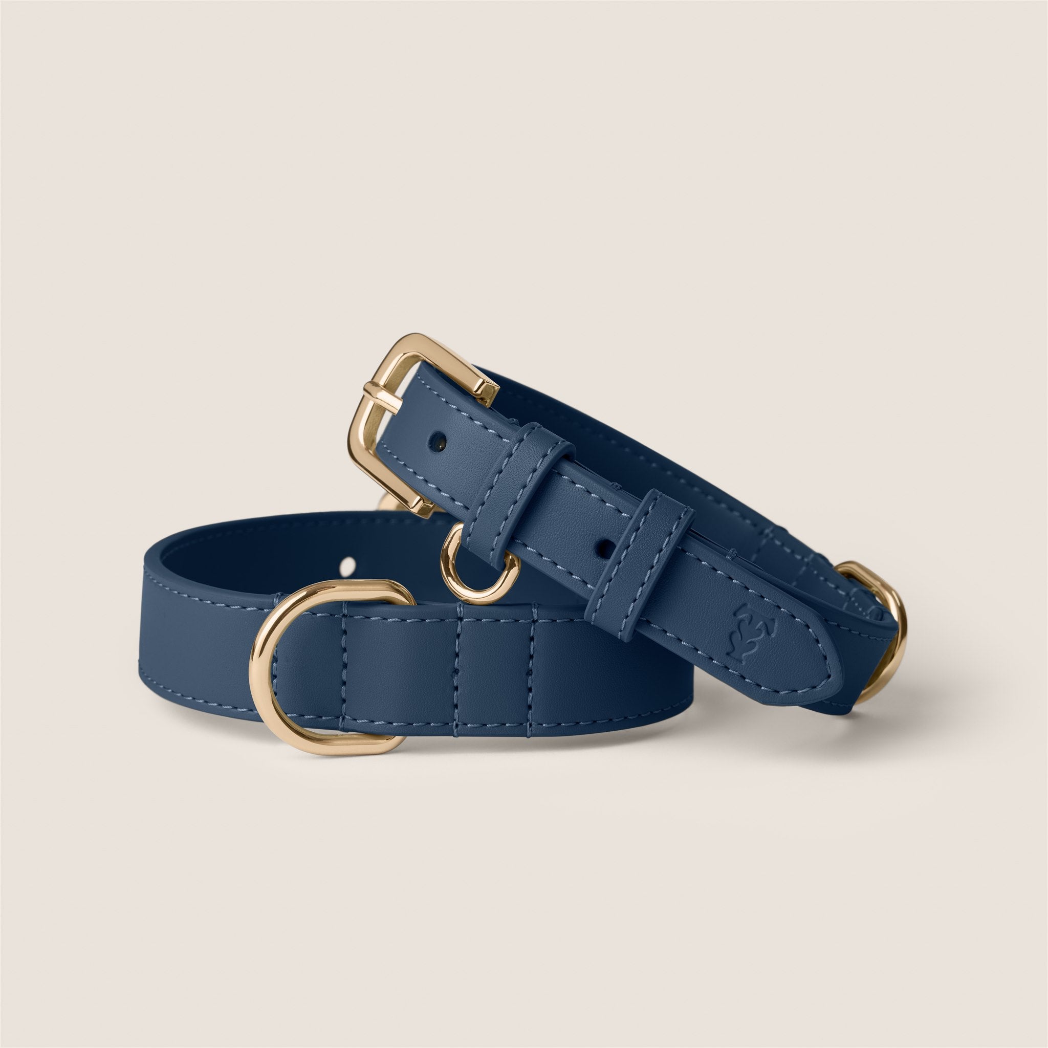 Navy blue marine durable vegan leather adjustable collar for dachshund & shih tzu by Tails & Bloom