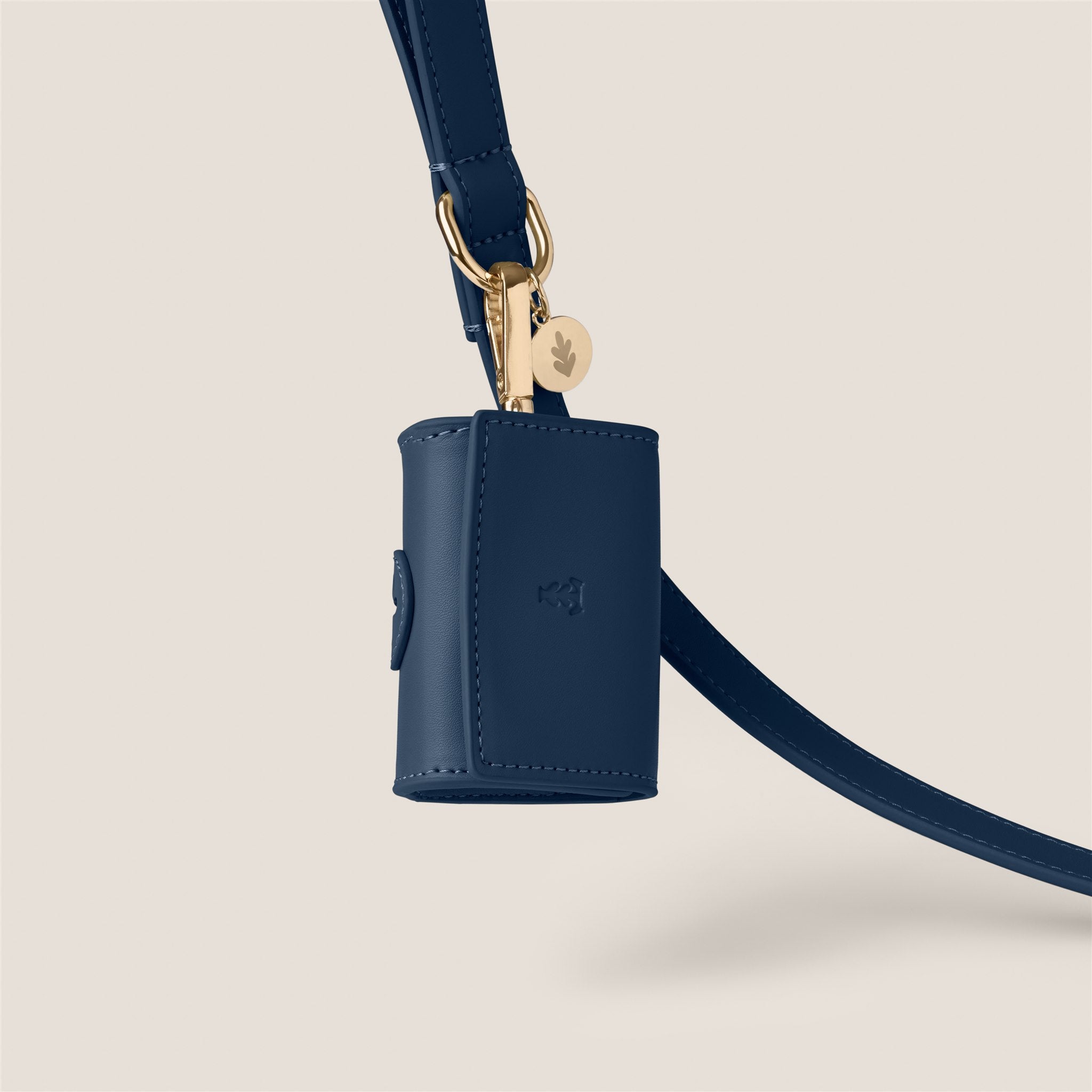 Navy blue marine durable easy clean vegan leather poop bag holder for cavapoo & shih tzu by Tails & Bloom

