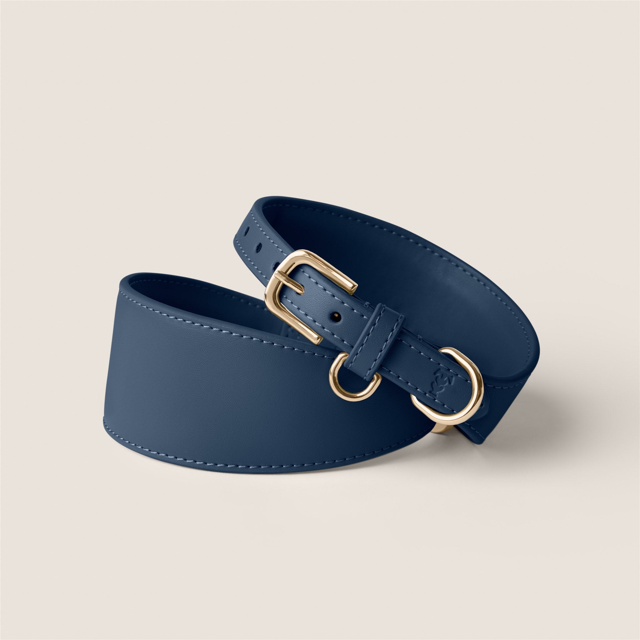 Navy blue marine durable vegan leather italian greyhound & lurcher sighthound collar by Tails & Bloom