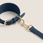 Tails & Bloom marine navy blue lightweight vegan leather sighthound collar for whippet & lurcher