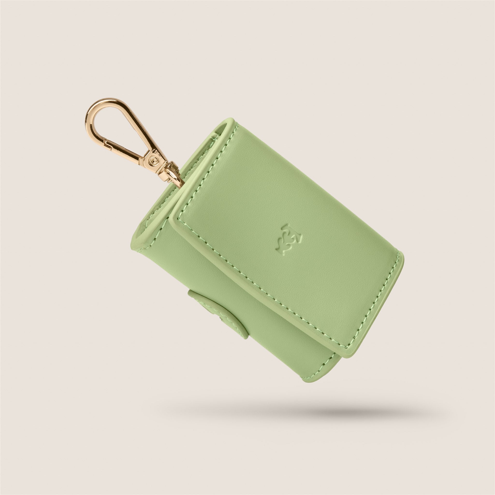 Tails & Bloom matcha pastel green lightweight vegan leather poop bag holder for schnauzer & shih tzu