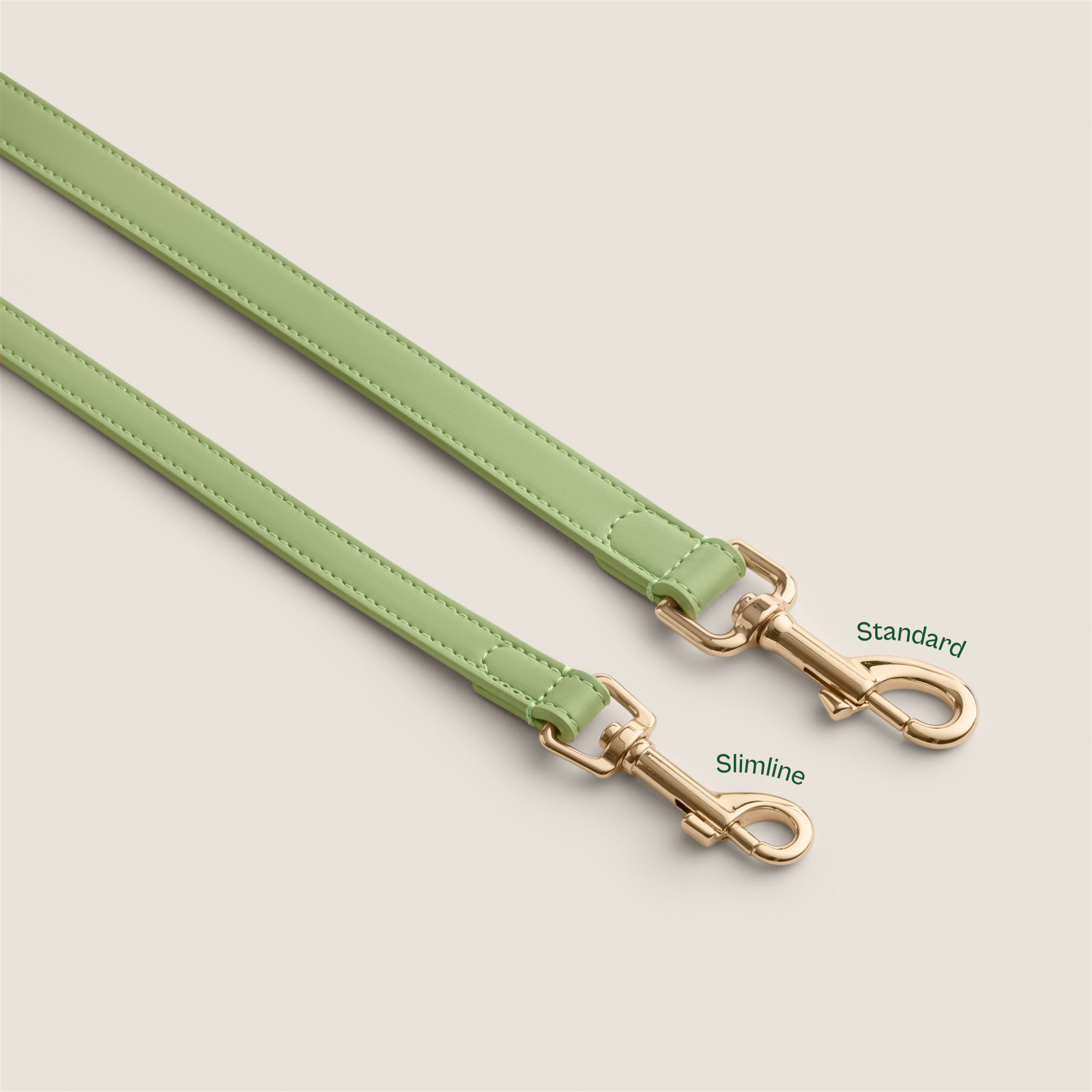 Pastel green matcha durable vegan leather puppy lead for miniature schnauzer & border terrier by Tails & Bloom