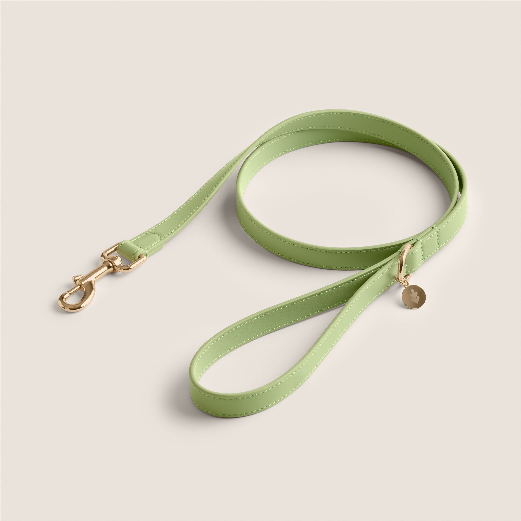 Tails & Bloom easy clean matcha green matching collar and lead for whippet & lhasa apso - luxury vegan leather