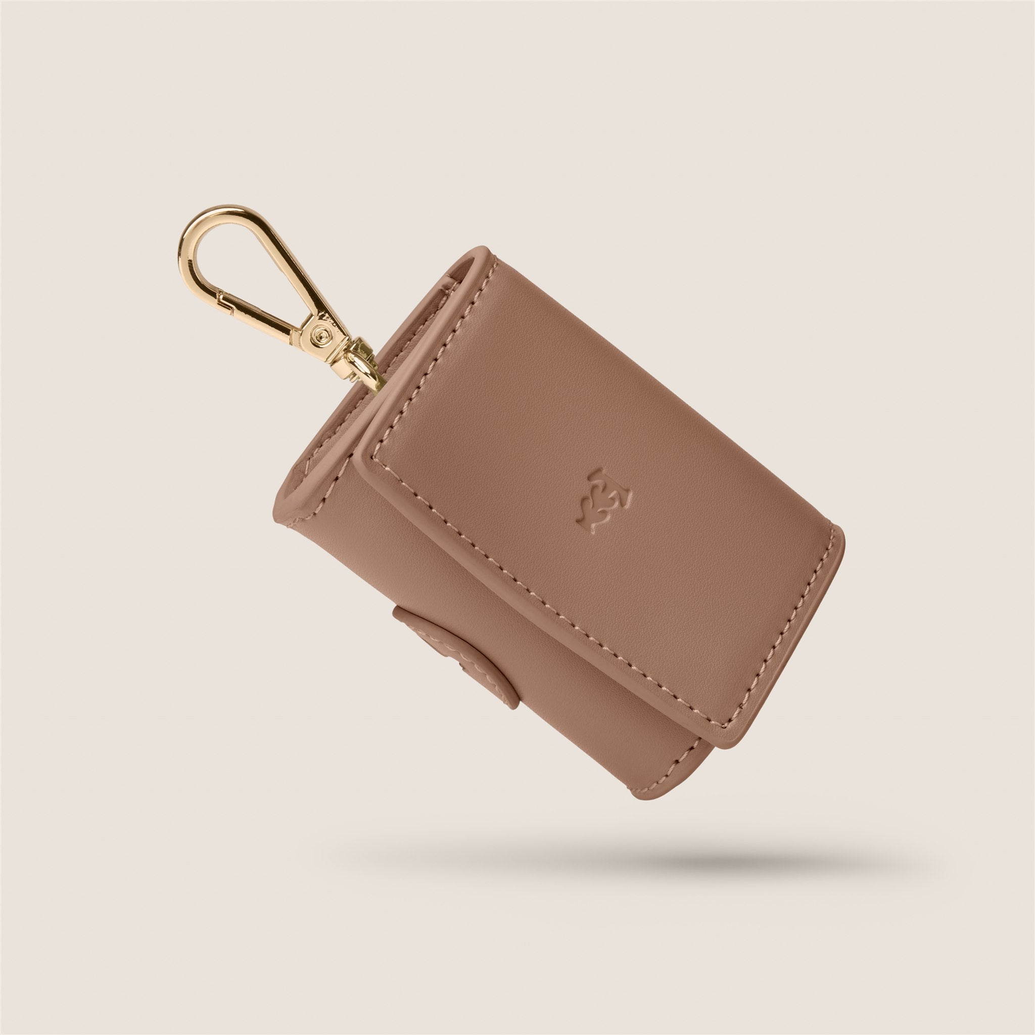 Tails & Bloom mocha brown lightweight vegan leather poop bag holder for small dogs & dachshund