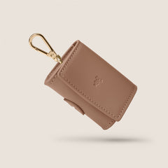 Tails & Bloom mocha brown lightweight vegan leather poop bag holder for small dogs & dachshund