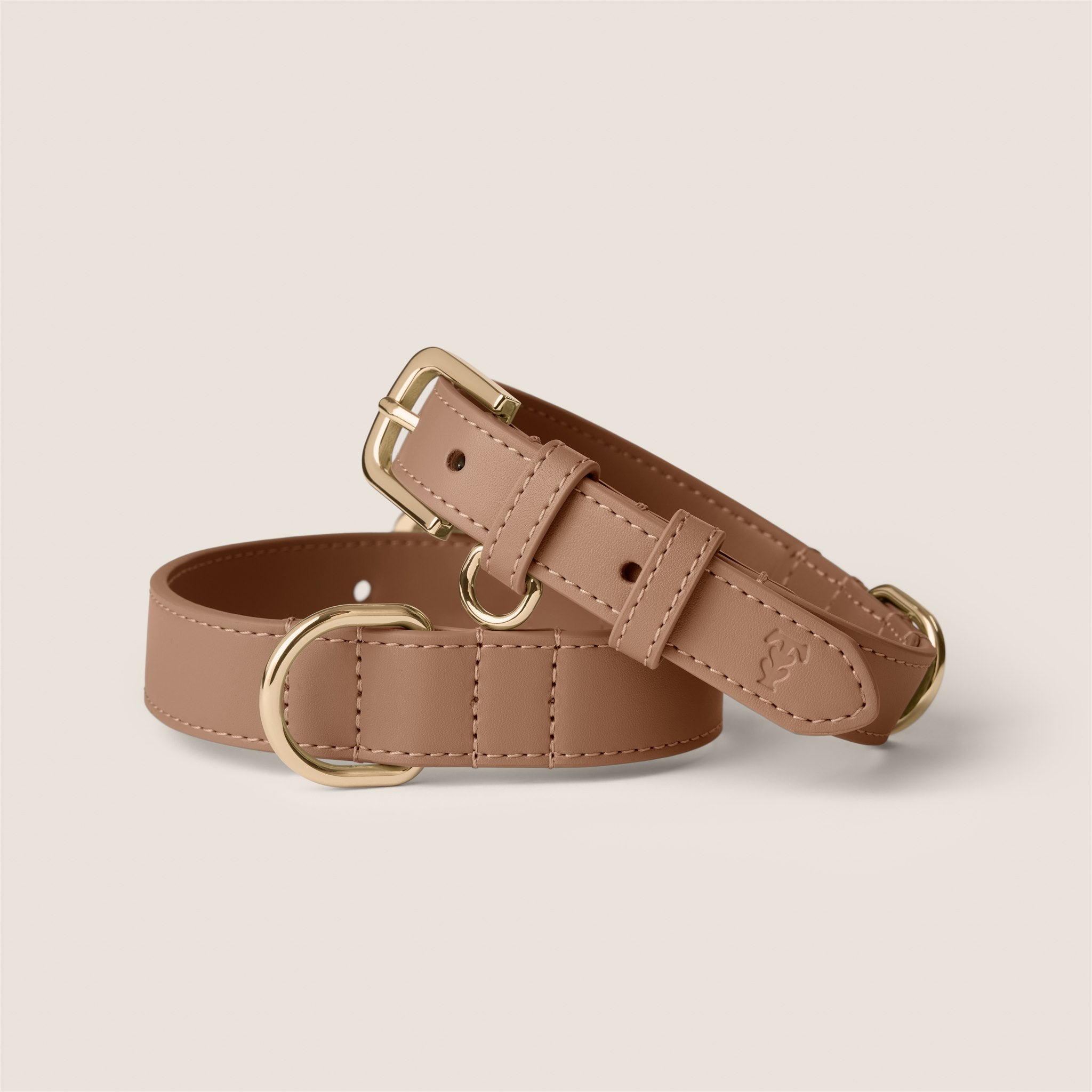 Brown mocha durable vegan leather adjustable collar for westie & shih tzu by Tails & Bloom