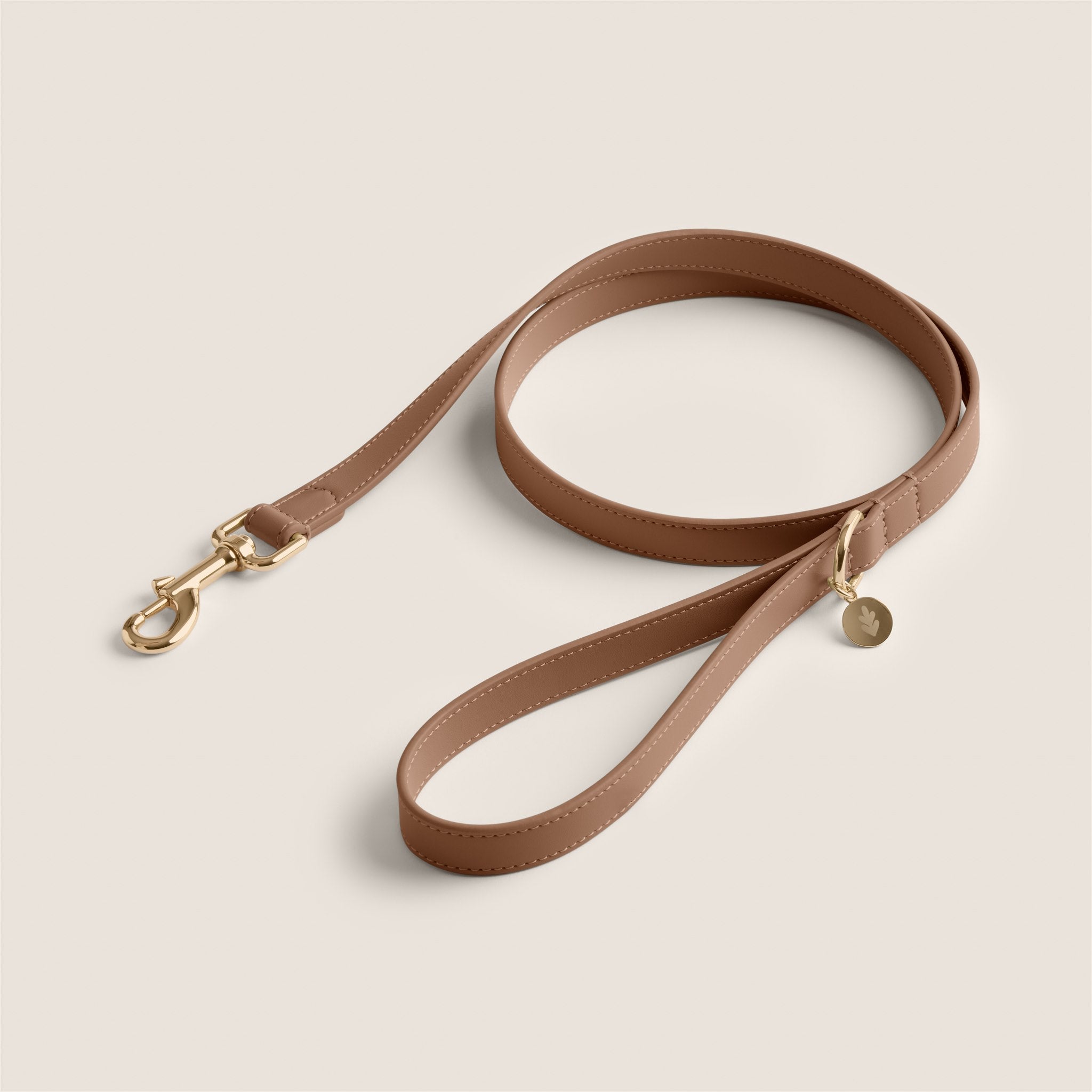 Tails & Bloom easy clean mocha brown matching collar and lead for whippet & lhasa apso - luxury vegan leather
