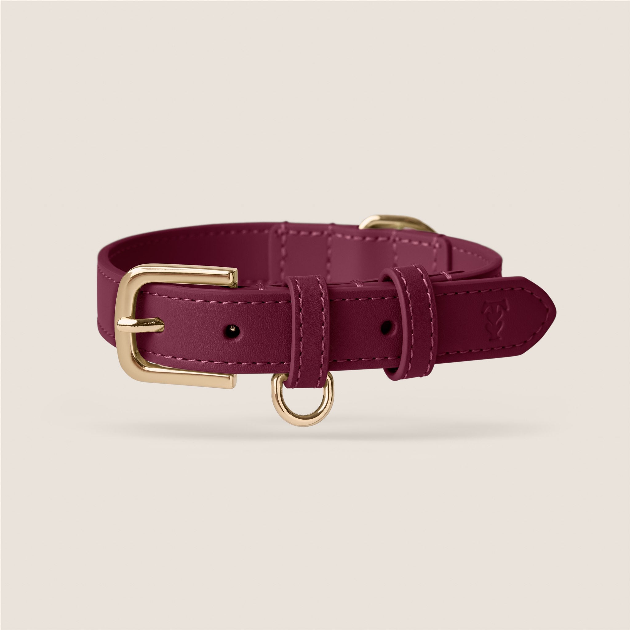 Tails & Bloom mulberry purple lightweight vegan leather adjustable dog collar for dachshund & cavapoo