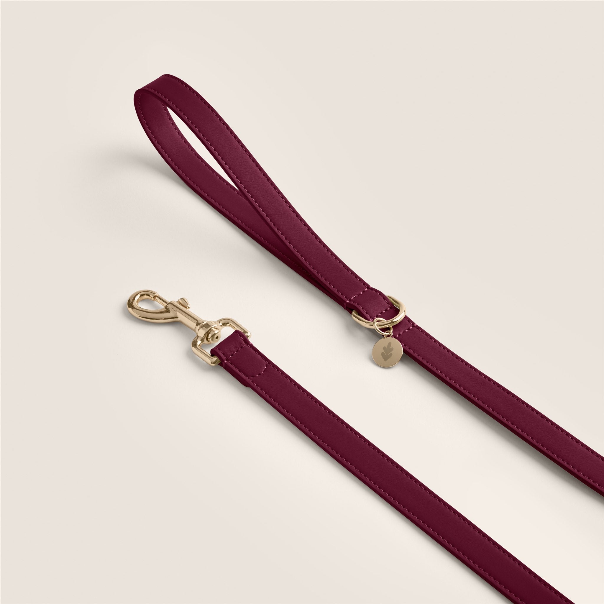 Tails & Bloom mulberry maroon lightweight vegan leather small dog lead for cocker spaniel & cavalier king charles