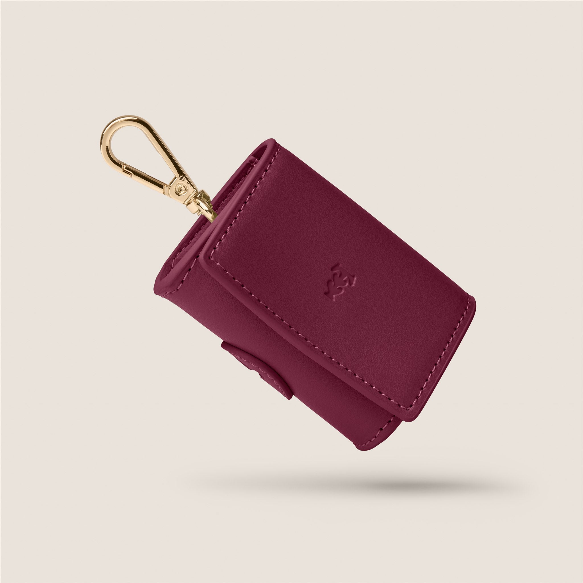 Tails & Bloom mulberry burgundy lightweight vegan leather poop bag holder for small dogs & dachshund