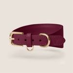 Tails & Bloom mulberry burgundy lightweight vegan leather sighthound collar for whippet & lurcher