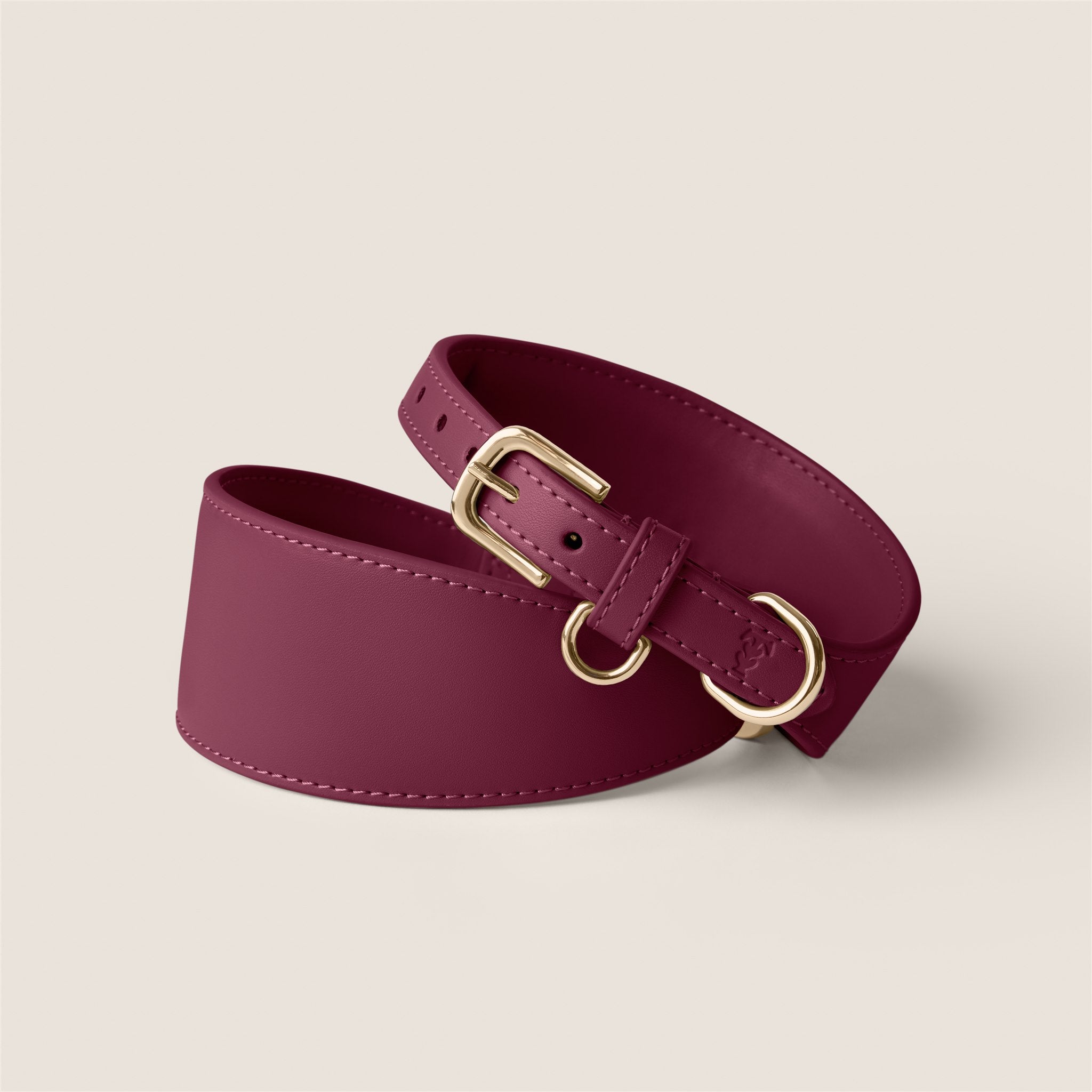 Deep maroon mulberry durable vegan leather italian greyhound & whippet sighthound collar by Tails & Bloom