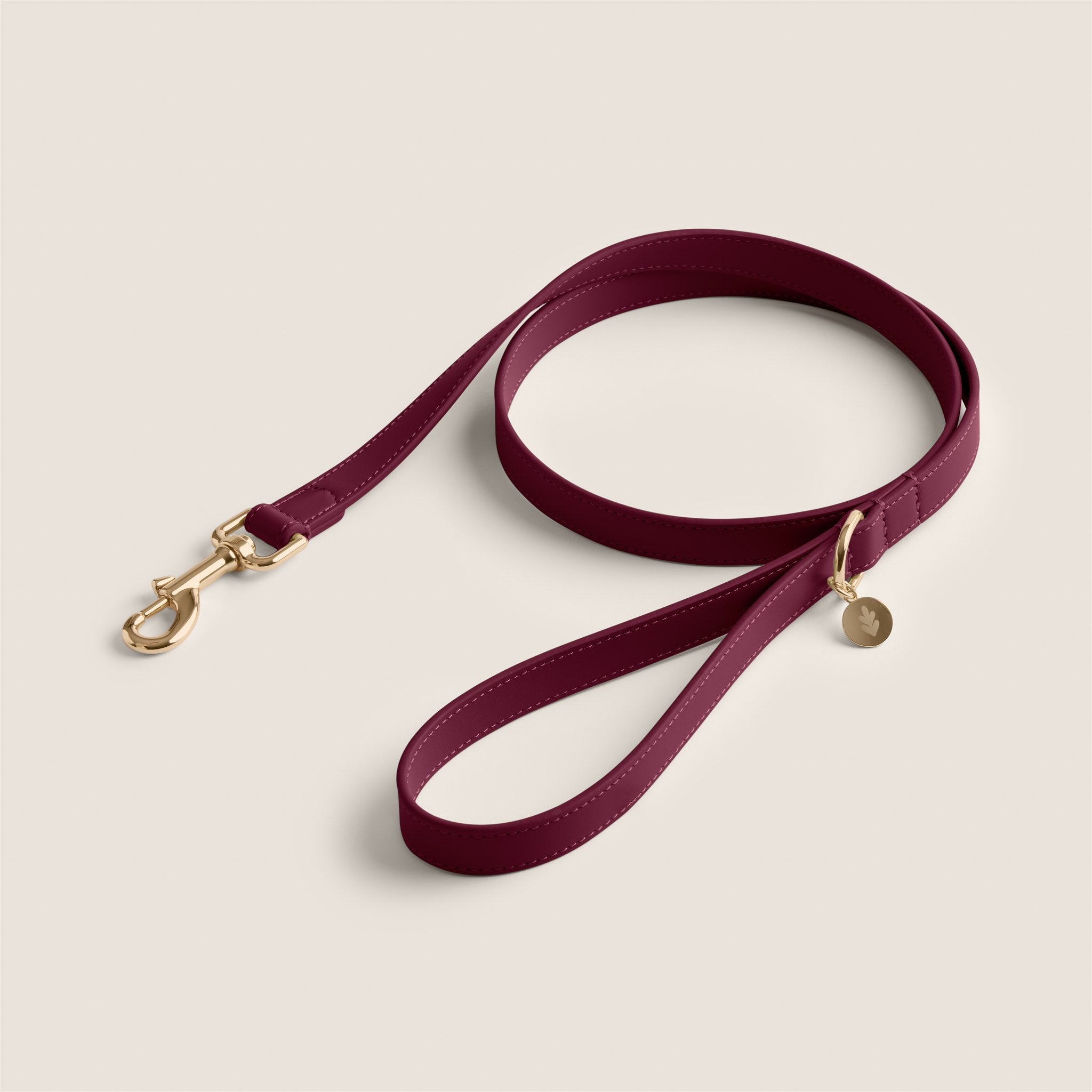 Tails & Bloom easy clean burgundy maroon matching collar and lead for whippet & lhasa apso - luxury