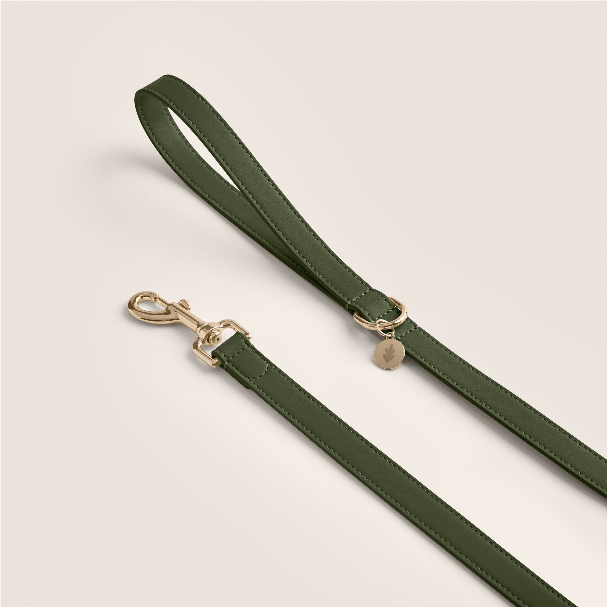 Tails & Bloom olive green lightweight vegan leather small dog lead for cocker spaniel & cavalier king charles