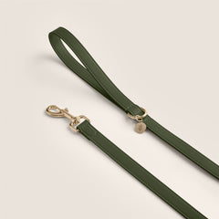 Tails & Bloom olive green lightweight vegan leather small dog lead for cocker spaniel & cavalier king charles