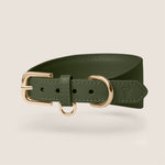 Tails & Bloom olive green lightweight vegan leather sighthound collar for whippet & lurcher