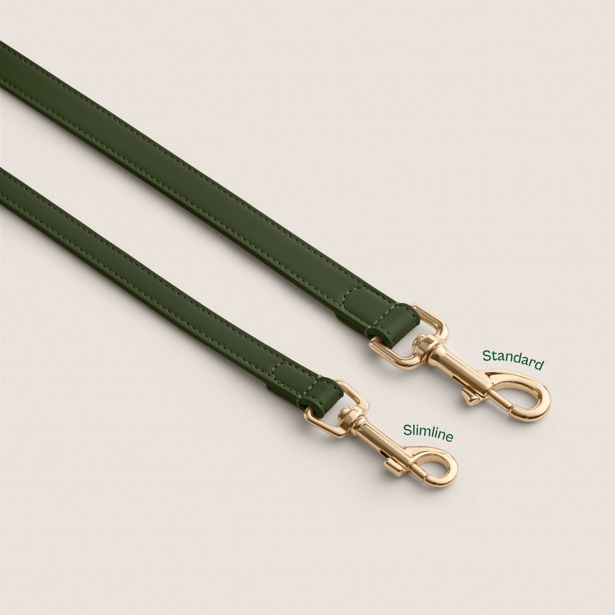 Deep olive green durable vegan leather puppy lead for miniature schnauzer & border terrier by Tails & Bloom