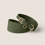 Deep olive green durable vegan leather italian greyhound & whippet sighthound collar by Tails & Bloom
