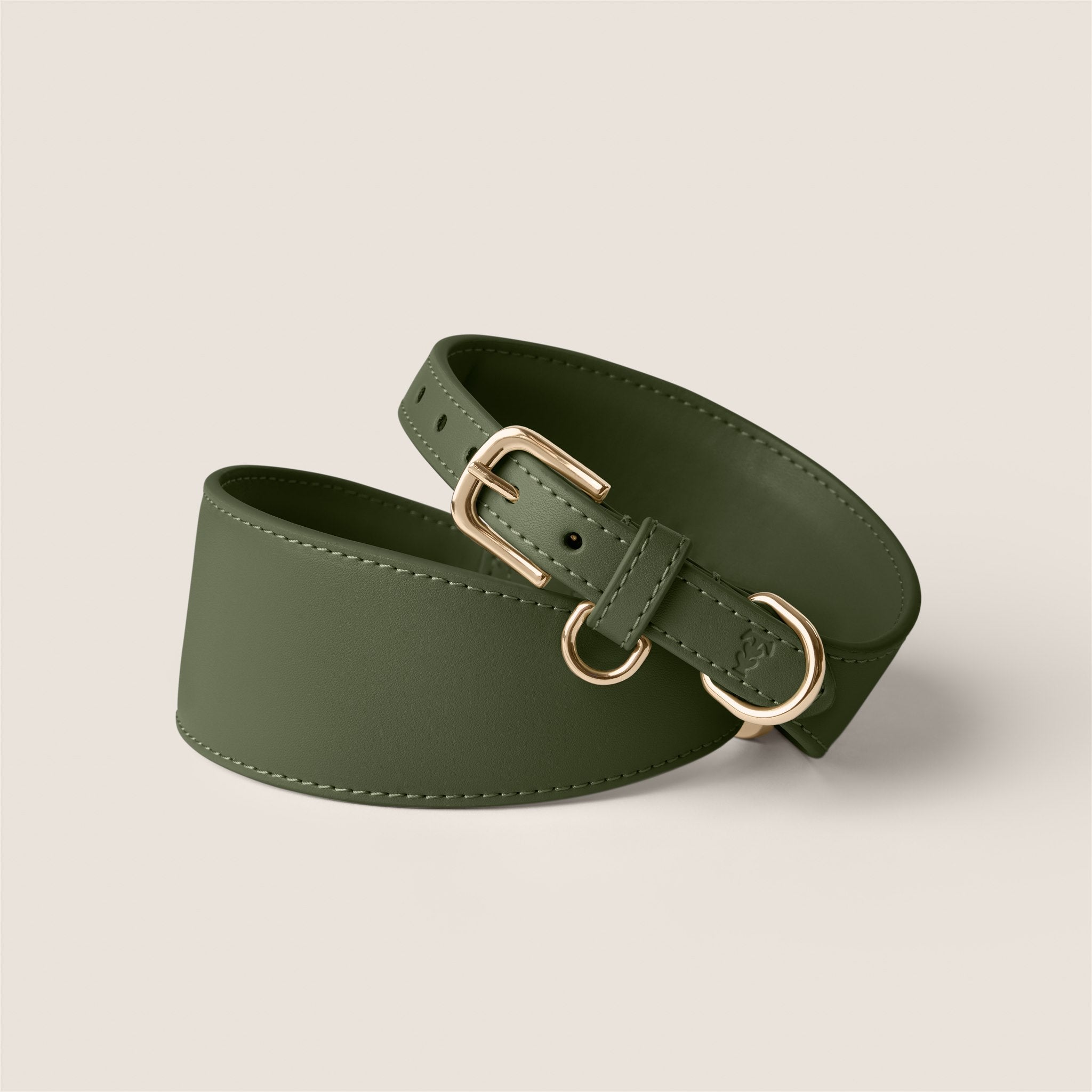 Deep olive green durable vegan leather italian greyhound & whippet sighthound collar by Tails & Bloom