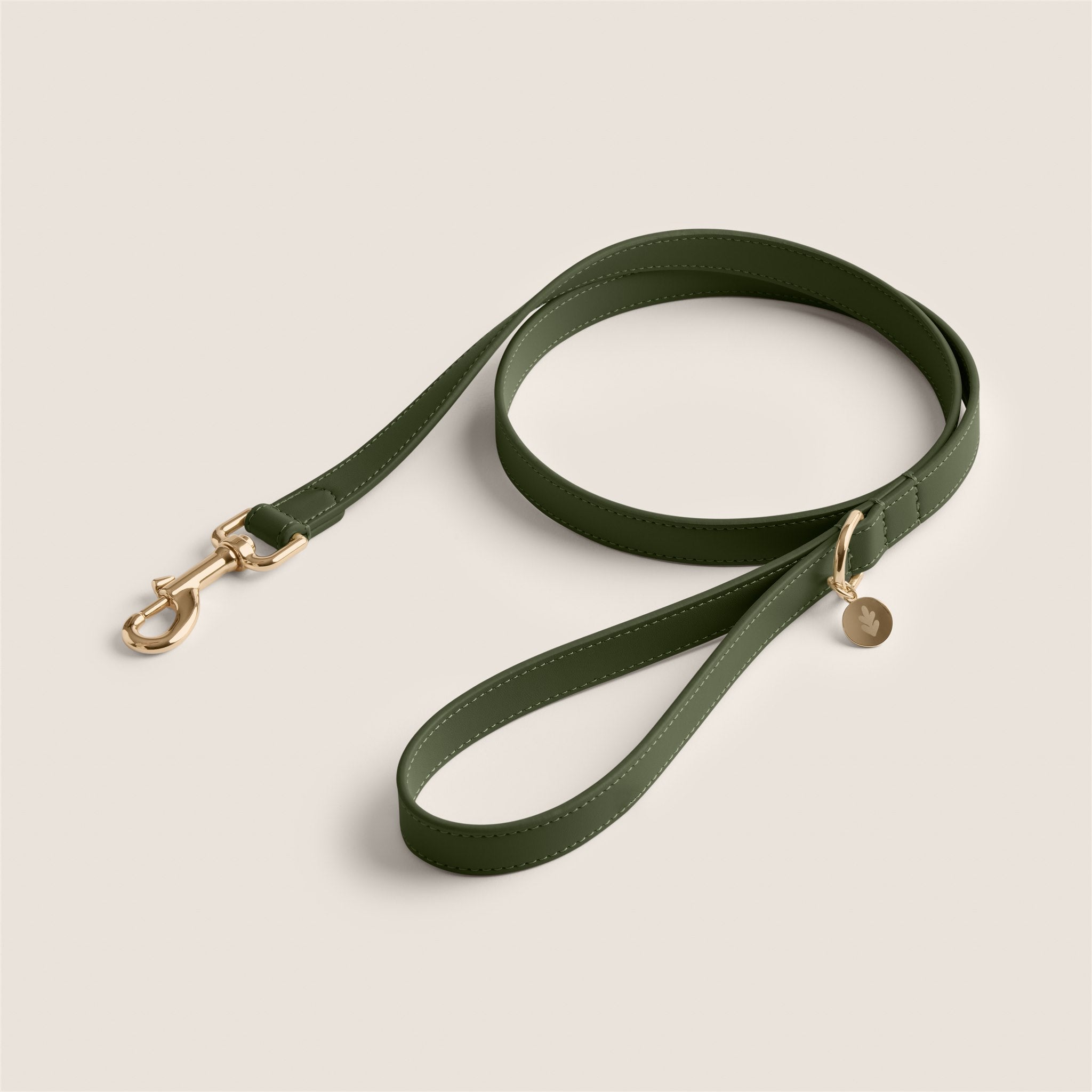 Tails & Bloom easy clean olive green matching collar and lead for whippet & lhasa apso - luxury