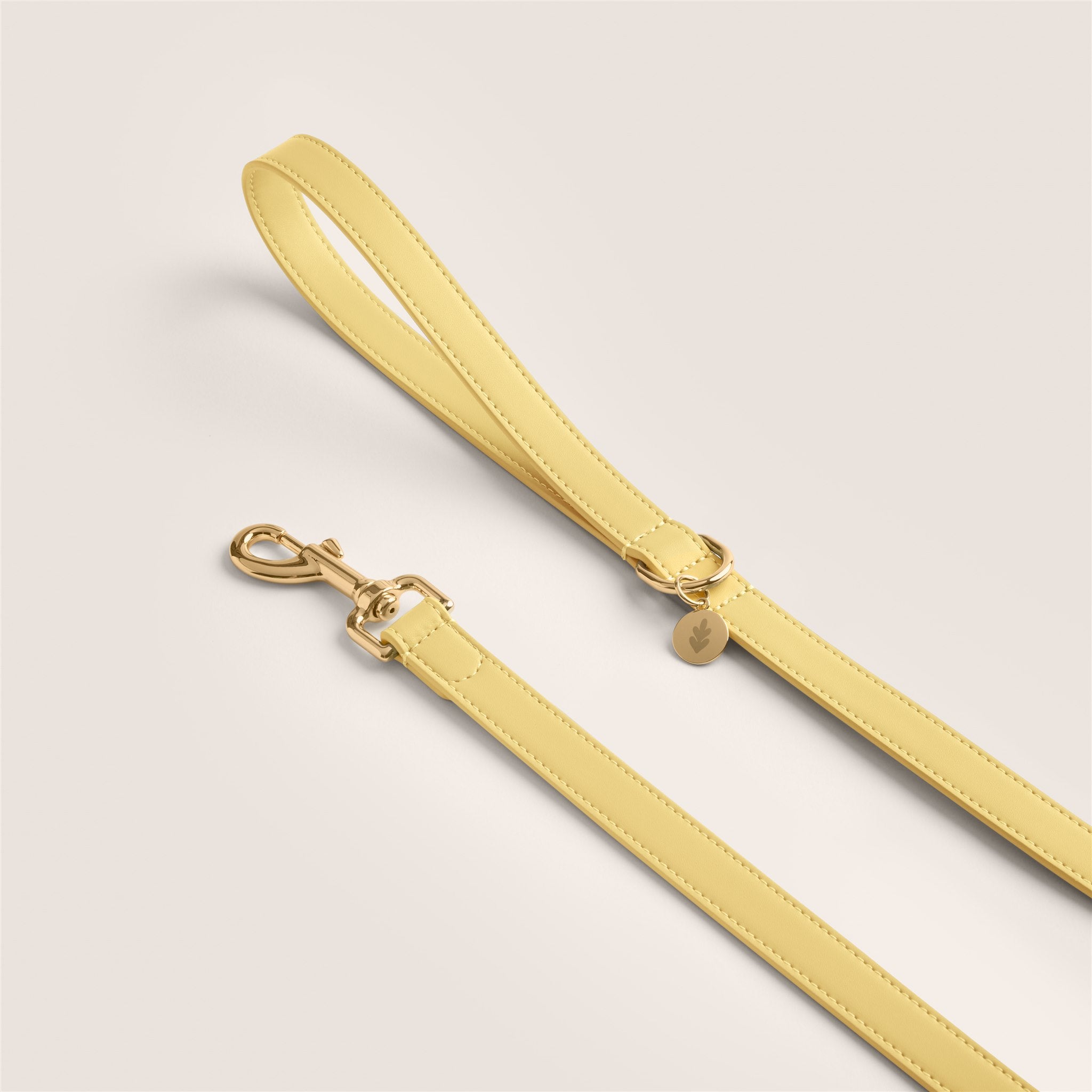 Tails & Bloom primrose pastel yellow soft padded vegan leather small dog lead for cocker spaniel & cavalier king charles