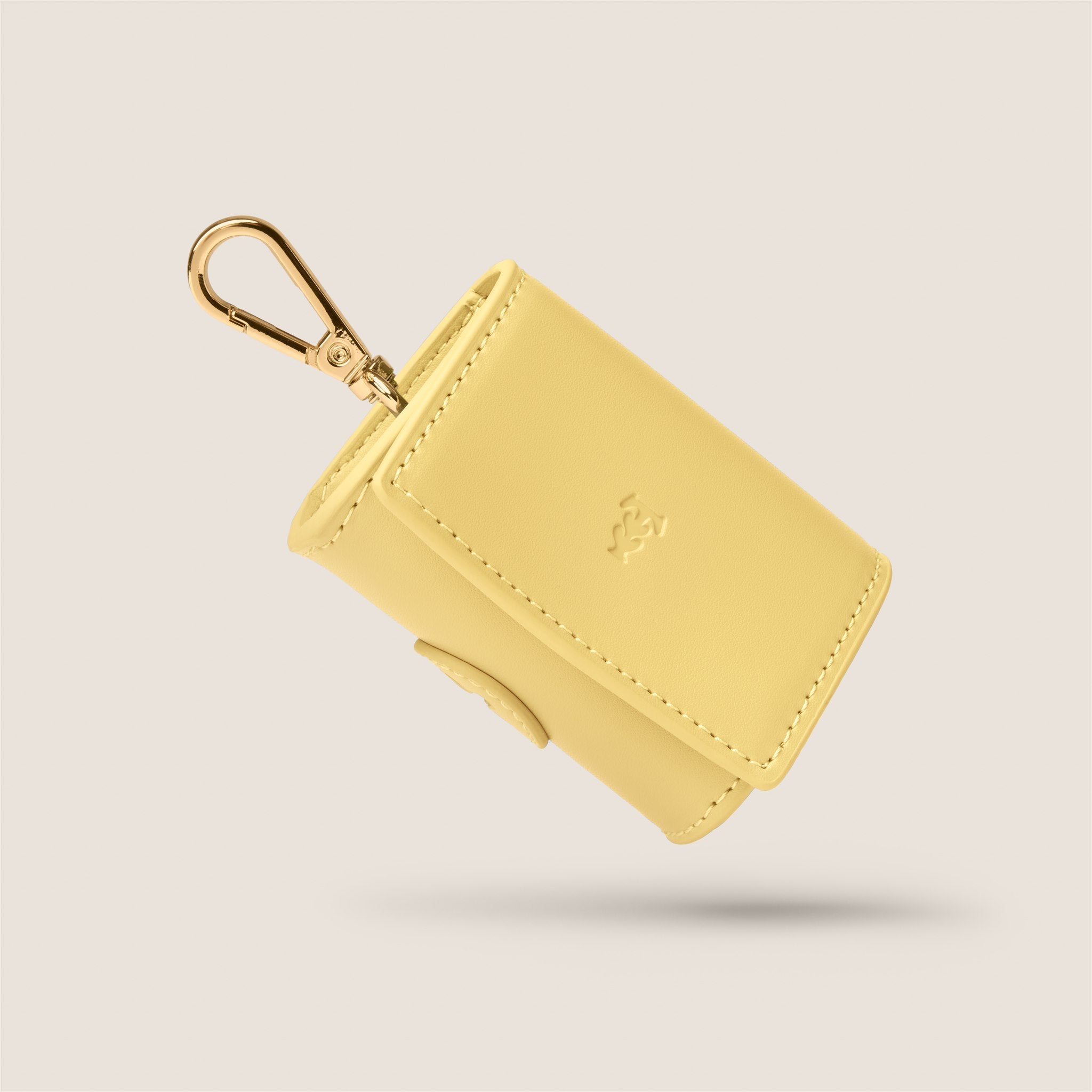 Tails & Bloom primrose pastel yellow lightweight vegan leather poop bag holder for small dogs & dachshund