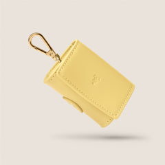Tails & Bloom primrose pastel yellow lightweight vegan leather poop bag holder for small dogs & dachshund