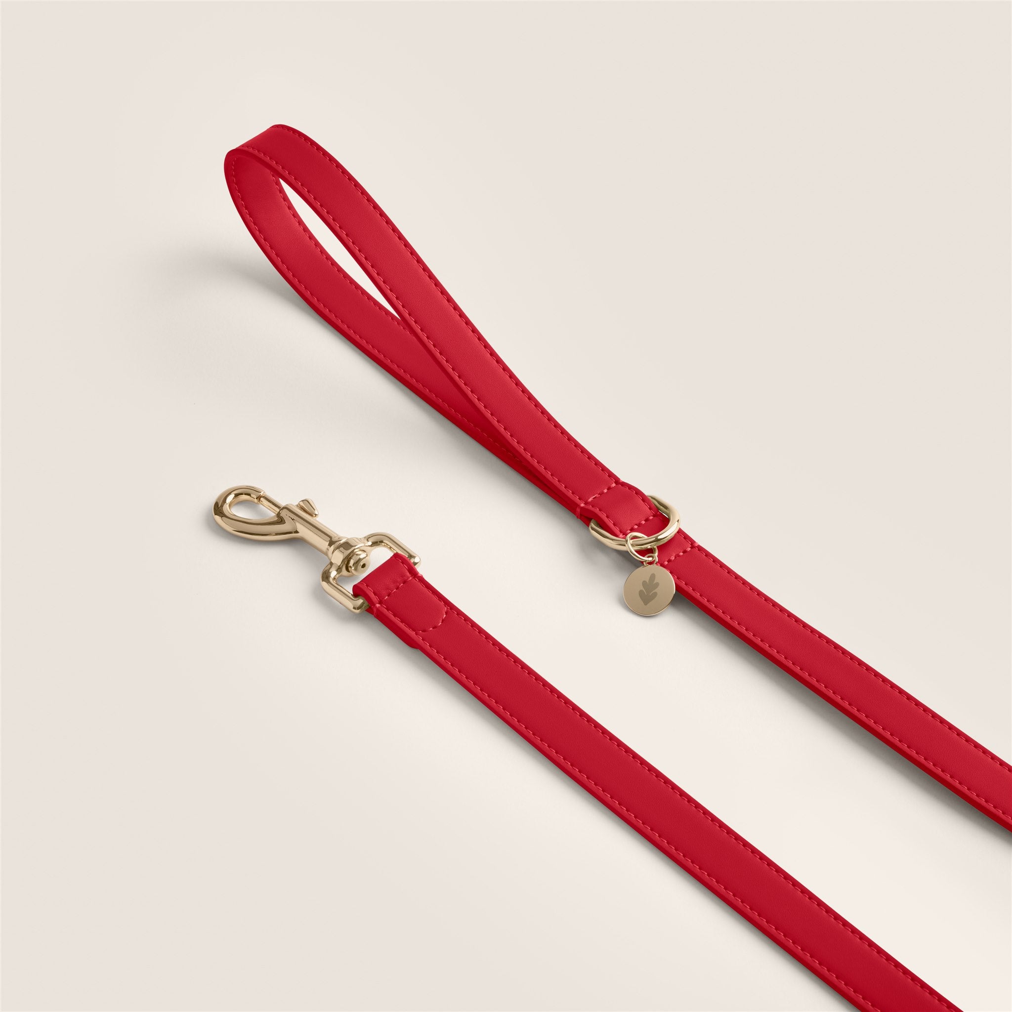Tails & Bloom rouge red soft padded vegan leather small dog lead for cocker spaniel & cavalier king charles