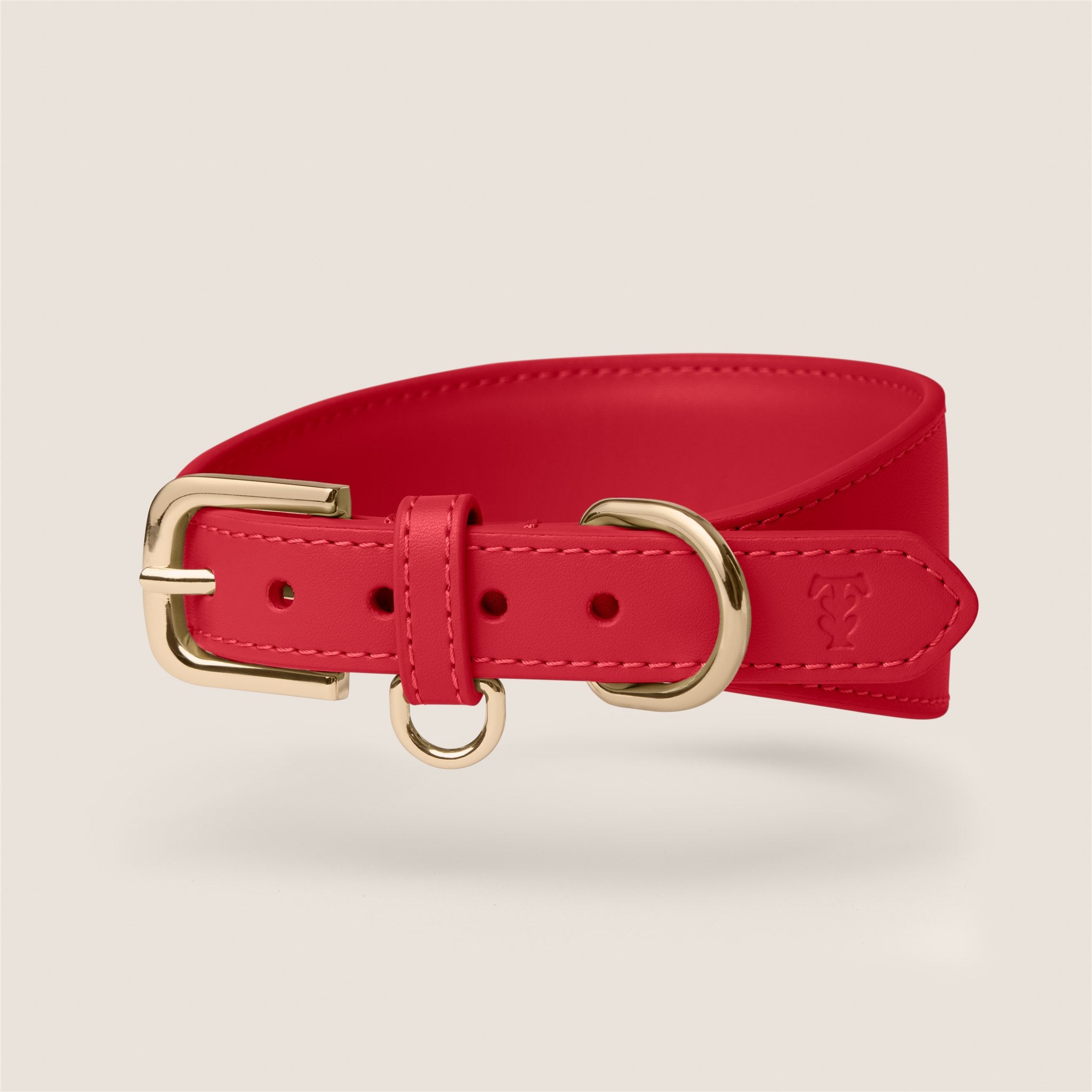 Tails & Bloom rouge red soft padded vegan leather sighthound collar for whippet & lurcher