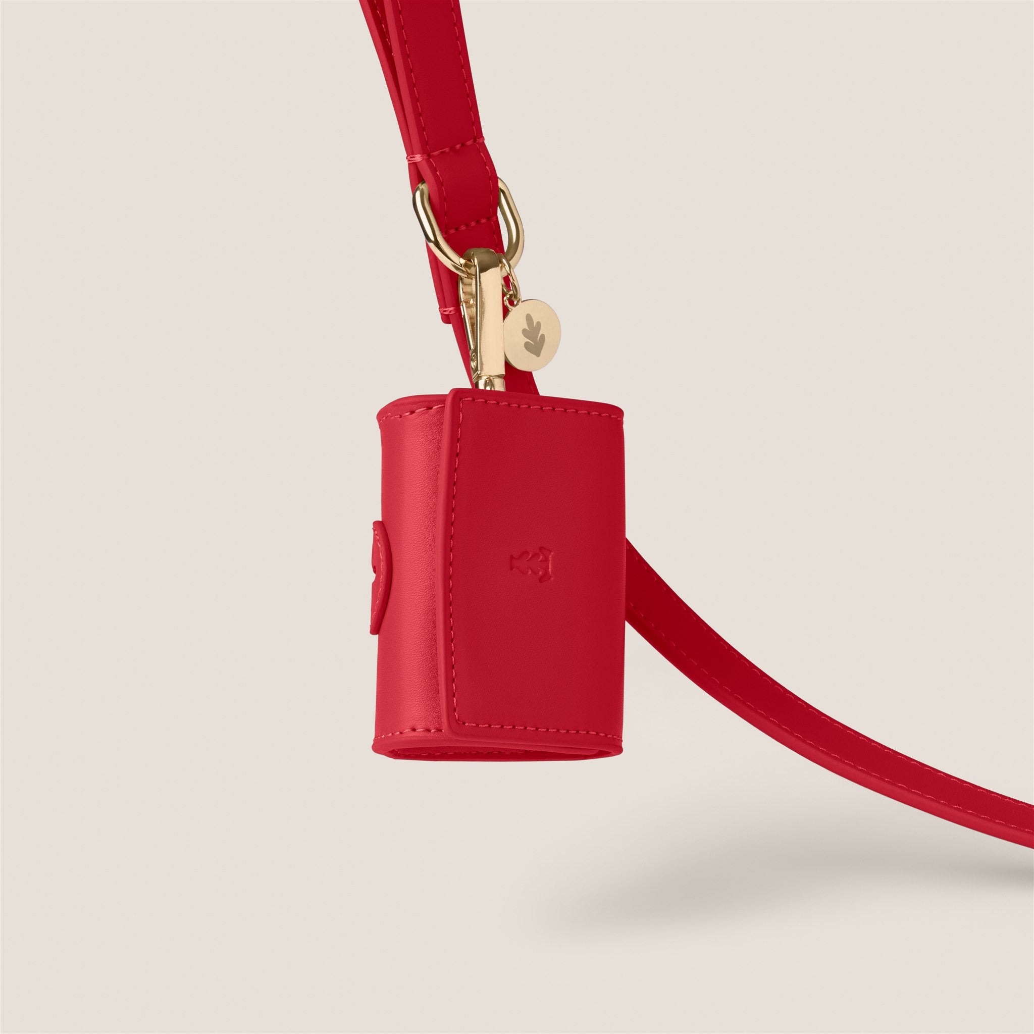 Deep red rouge durable easy clean vegan leather poop bag holder for cockapoo & shih tzu by Tails & Bloom